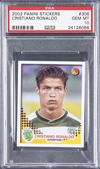 2002-03 Panini Stickers #306 Cristiano Ronaldo Rookie Card - PSA GEM MT 10